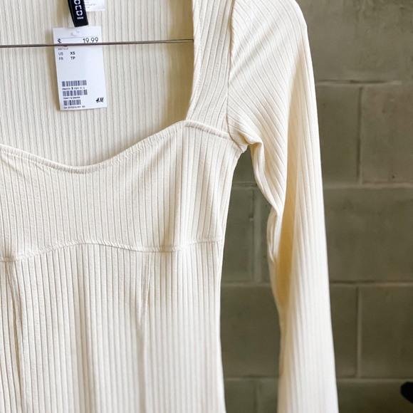 Form-fitting H&M cream, ribbed, dress NWT - Picture 6 of 6
